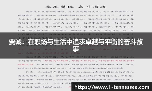 贾诚：在职场与生活中追求卓越与平衡的奋斗故事